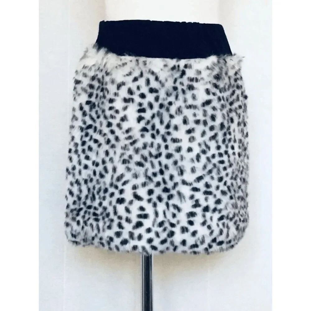 Kate Mack Girls 12 Belle Epoch Black White Faux Fur Skirt